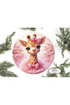 Welcome Little One Giraffe: Baby Girl - Michelle's aDOORable Creations - Signature Signs