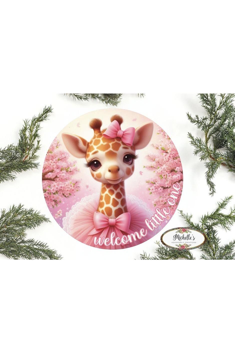 Shop For Welcome Little One Giraffe: Baby Girl at Michelle's aDOORable Creations