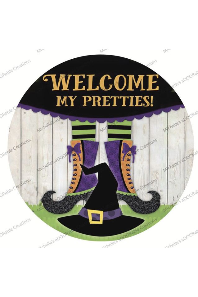 Welcome My Pretties Halloween Sign - Wreath Enhancement - Michelle's aDOORable Creations - Signature Signs