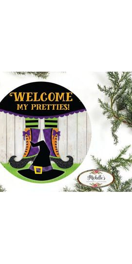 Welcome My Pretties Halloween Sign - Wreath Enhancement - Michelle's aDOORable Creations - Signature Signs