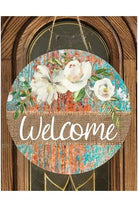 Welcome Round Floral Rustic Sign - Wreath Enhancement - Michelle's aDOORable Creations - Signature Signs