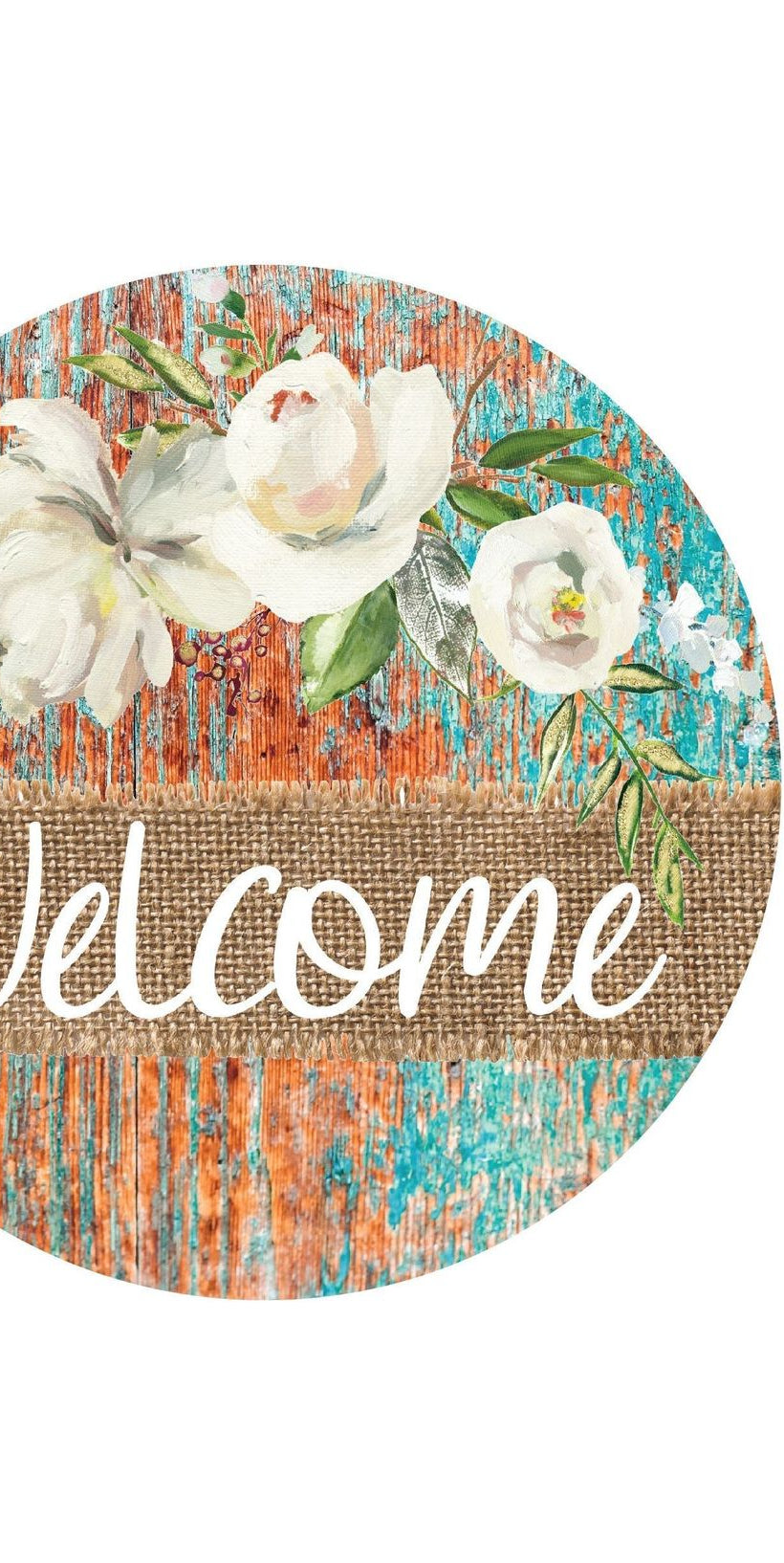 Welcome Round Floral Rustic Sign - Wreath Enhancement - Michelle's aDOORable Creations - Signature Signs