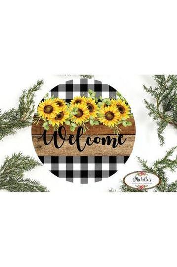 Shop For Welcome Rustic Sunflower Round Sign - Wreath Enhancement at Michelle's aDOORable Creations