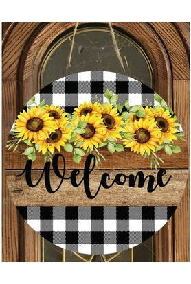 Shop For Welcome Rustic Sunflower Round Sign - Wreath Enhancement