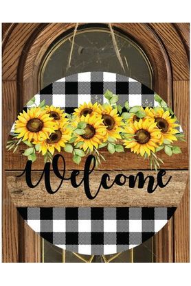 Shop For Welcome Rustic Sunflower Round Sign - Wreath Enhancement