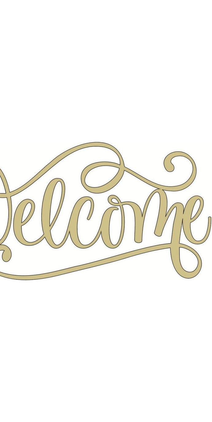 Welcome Script Wood Cutout - Michelle's aDOORable Creations - Signature Signs