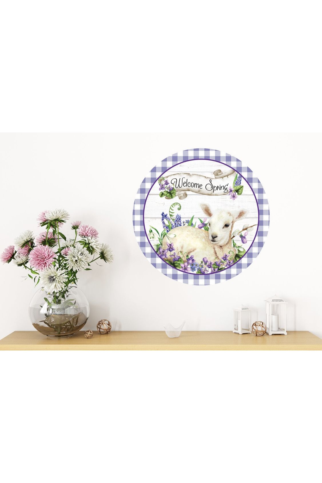 Welcome Spring Lamb Sign - Wreath Enhancement - Michelle's aDOORable Creations - Signature Signs
