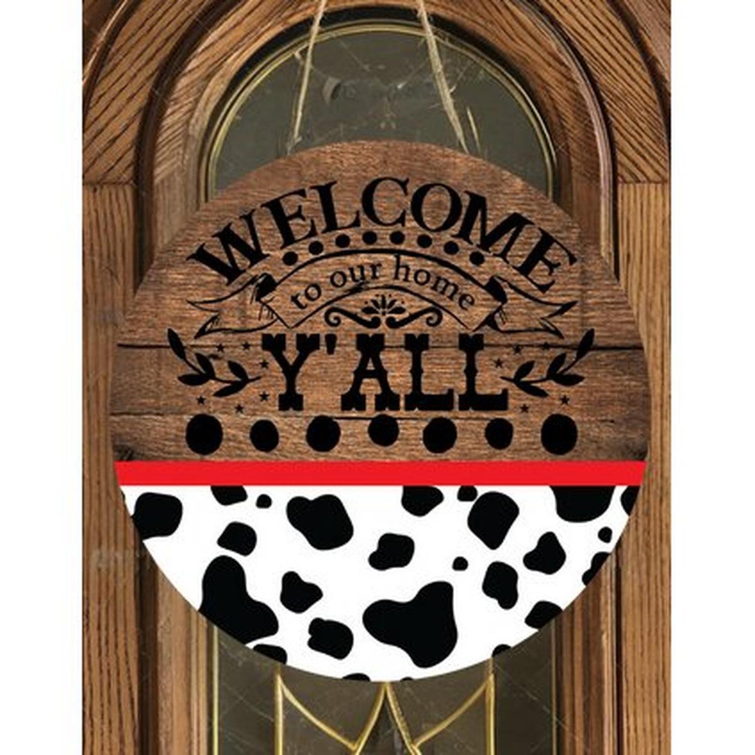 Welcome To Our Home Yall Black Cow Sign