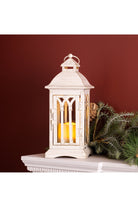 White Arch Patterned Lantern with LED Candle (Set of 2) - Michelle's aDOORable Creations - Lantern