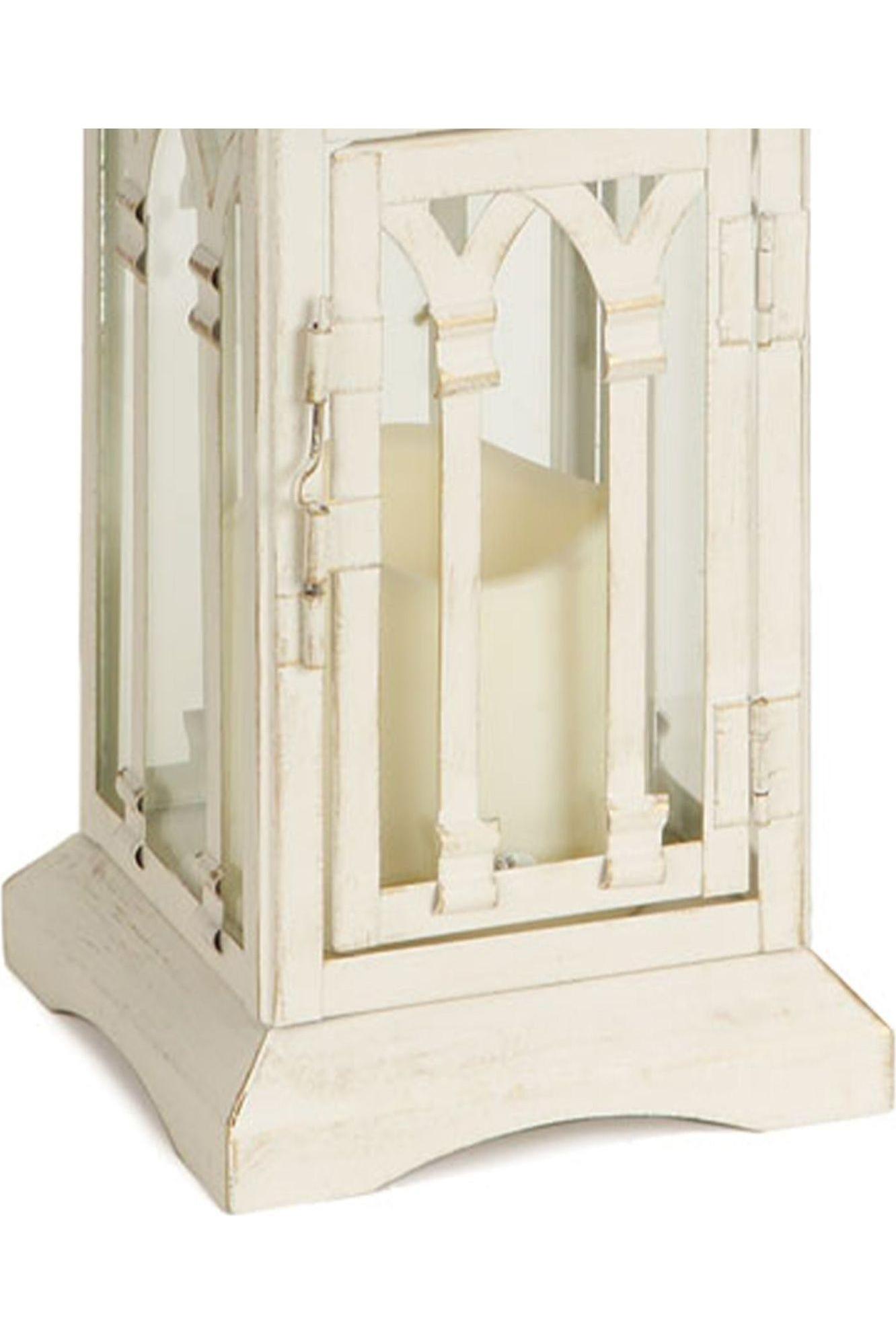 Shop For White Arch Patterned Lantern with LED Candle (Set of 2) at Michelle's aDOORable Creations