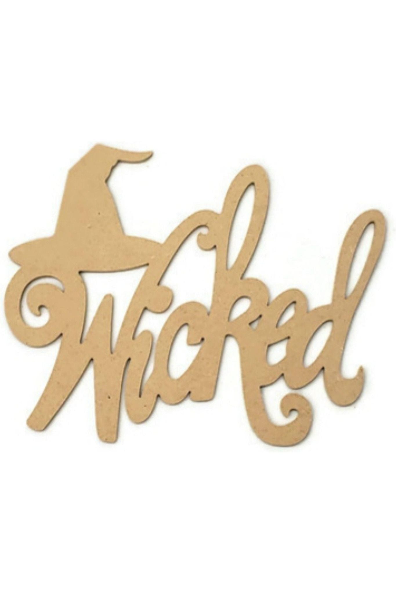 Shop For Wicked Script Wood Cutout with Witch Hat - Unfinished Wood
