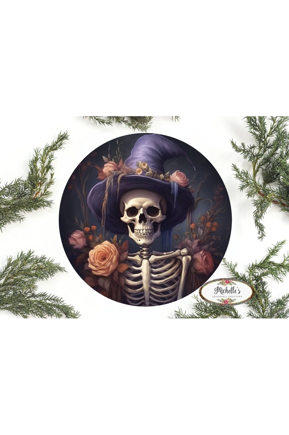 Shop For Witch Skeleton Halloween Sign at Michelle's aDOORable Creations