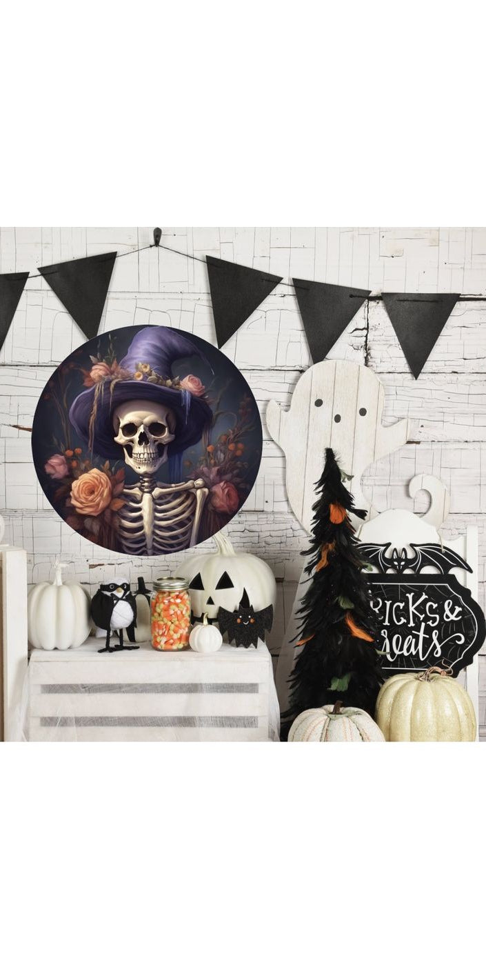 Witch Skeleton Halloween Sign - Wreath Enhancement - Michelle's aDOORable Creations - Signature Signs