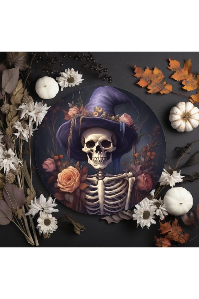 Shop For Witch Skeleton Halloween Sign at Michelle's aDOORable Creations