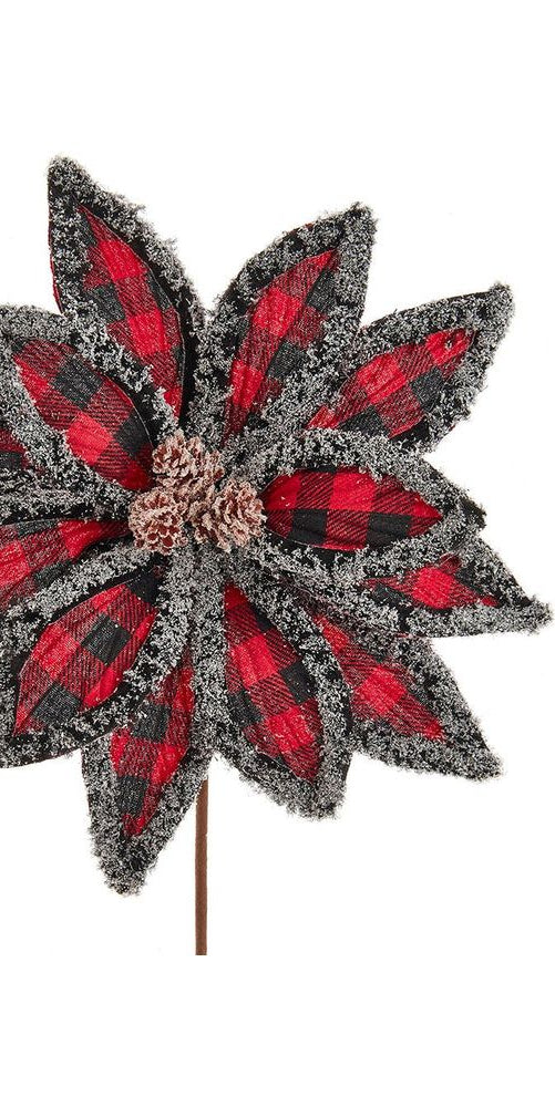 Wool Edged Plaid Poinsettia Pick - Michelle's aDOORable Creations - Sprays and Picks