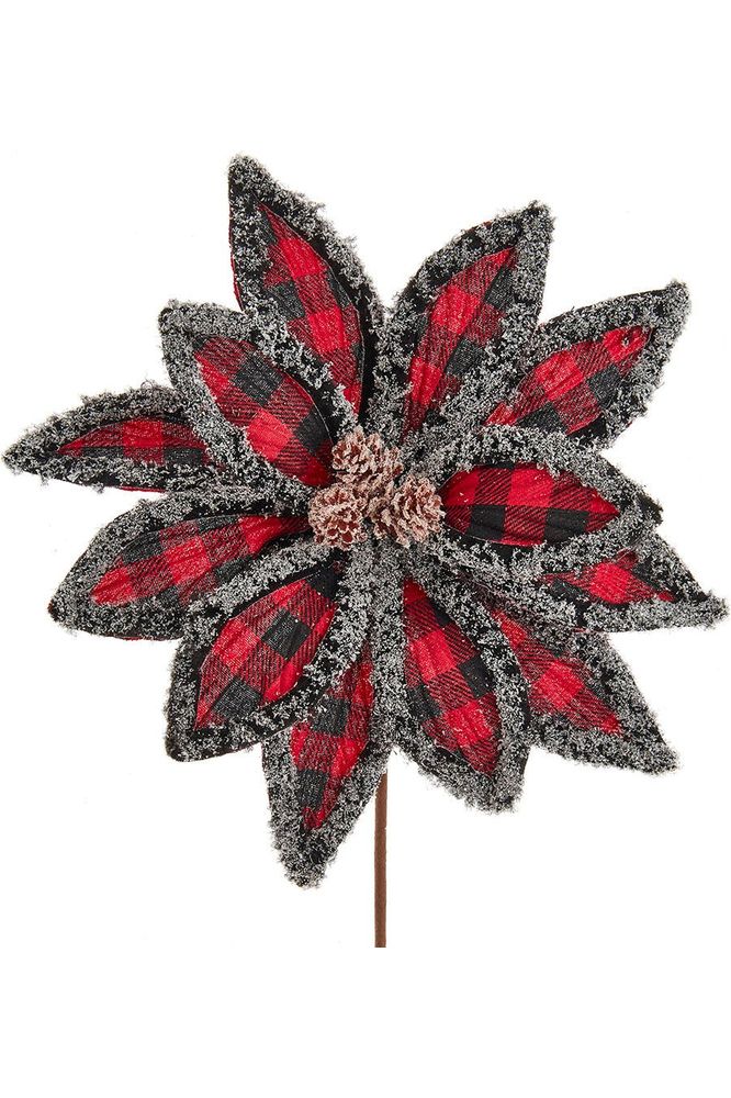 Wool Edged Plaid Poinsettia Pick - Michelle's aDOORable Creations - Sprays and Picks
